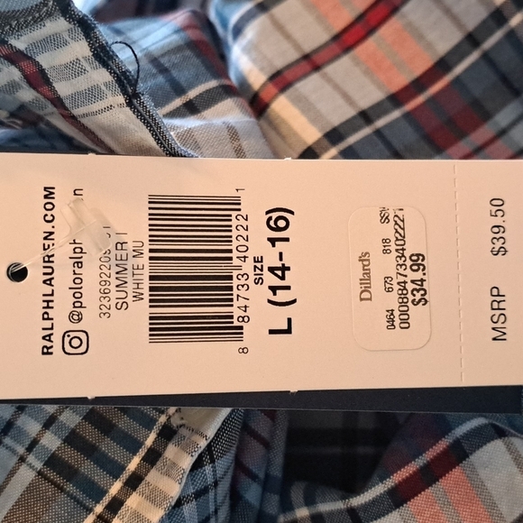 Ralph Lauren boys plaid button down shirt size 14/16 - Picture 3 of 6